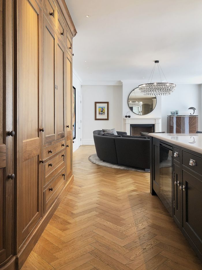 A walnut shaker style kitchen. 