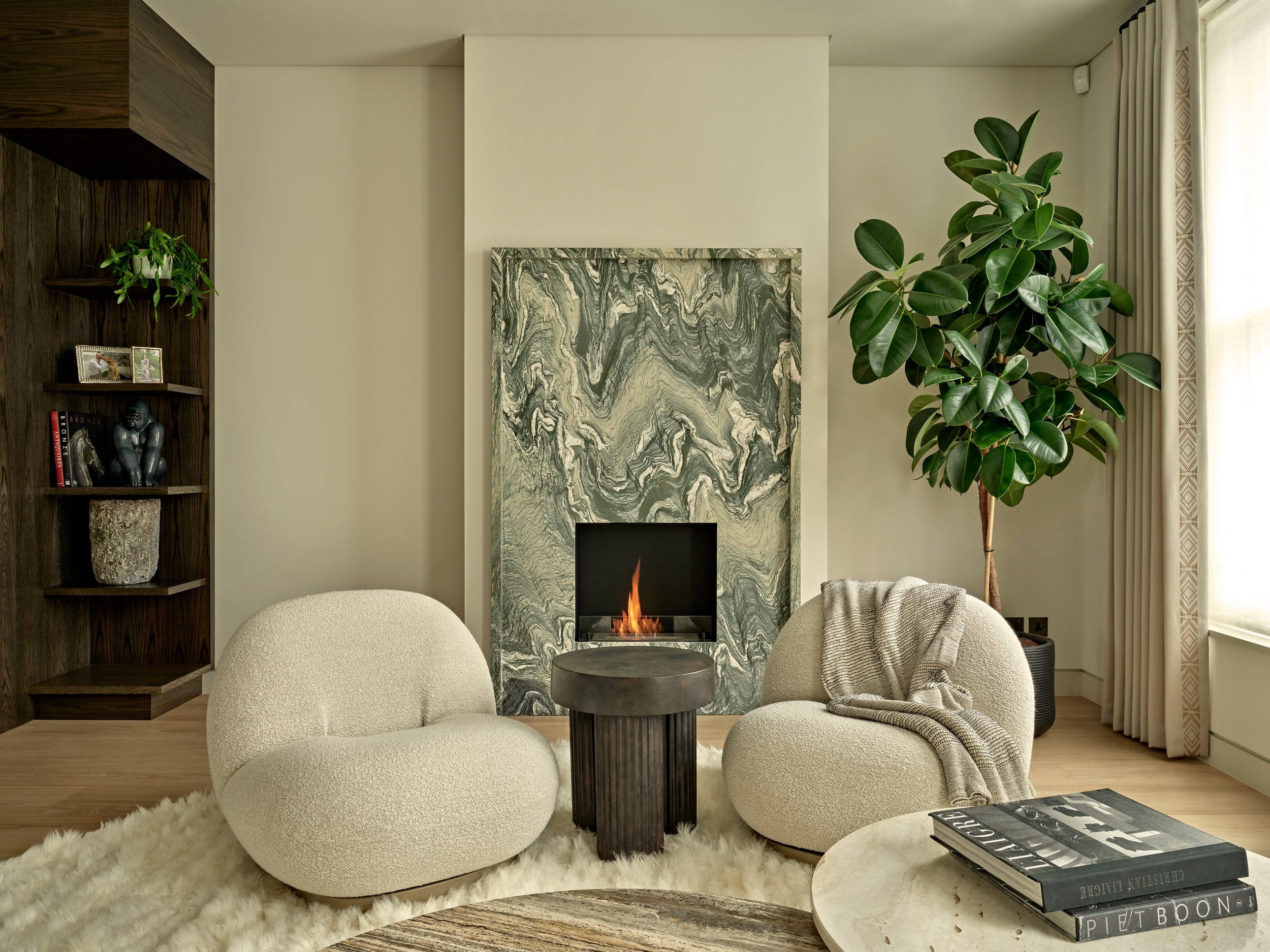 Cipollino verde polished marble fireplace produced by Stone Age uk